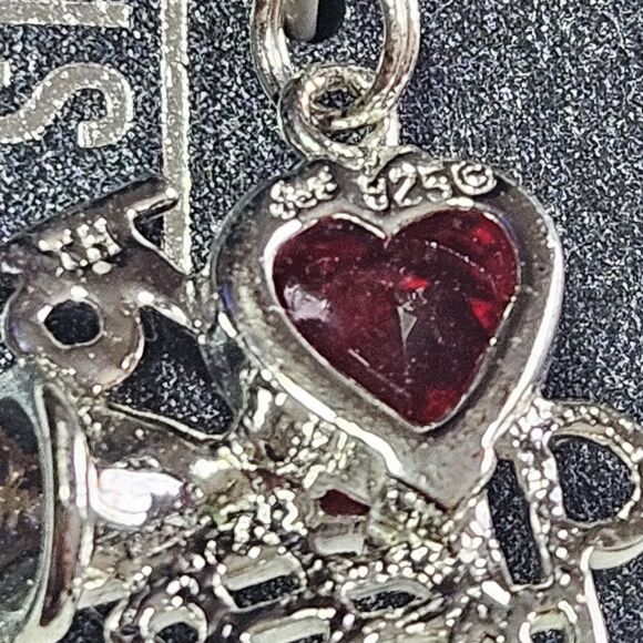JCF Signed 925 Marked Red Rhinestone Heart Cheer Charm Sterling Silver Nwt - Picture 6 of 12